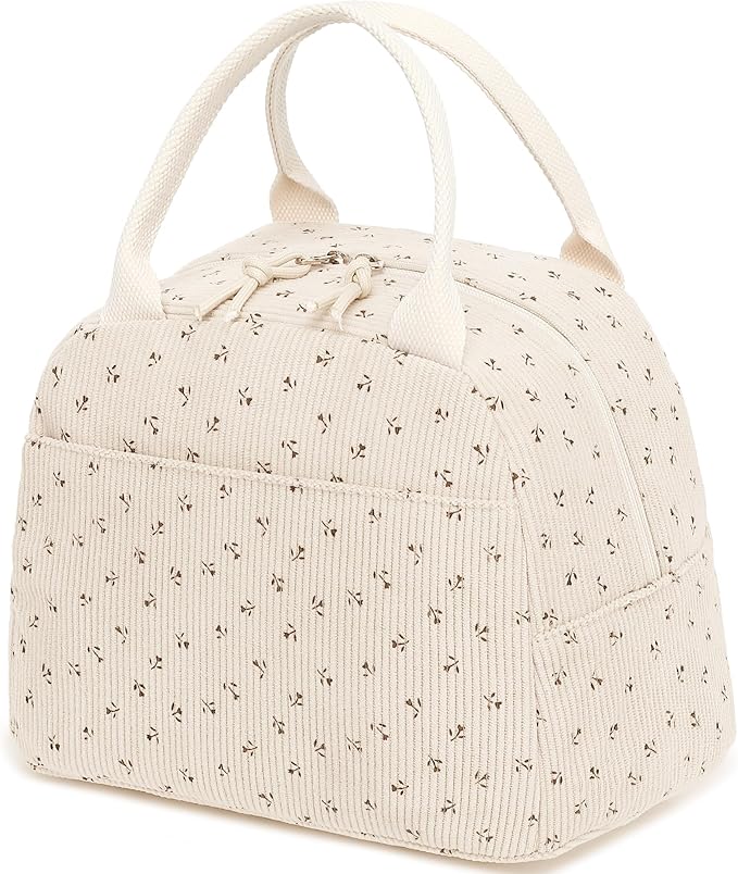 Bluboon Lunch Bag for Women Men Cute Corduroy Lunch Tote Bags Reusable Insulated Lunch Box Large Capacity Reusable Insulated Cooler for Work Picnic or Travel