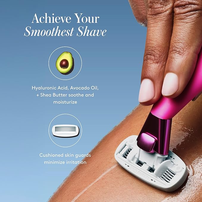 Women's Mini Travel Razor Shave Kit, 1 Mini Travel Razor Handle + 5 Blade Refills, Super Pink
