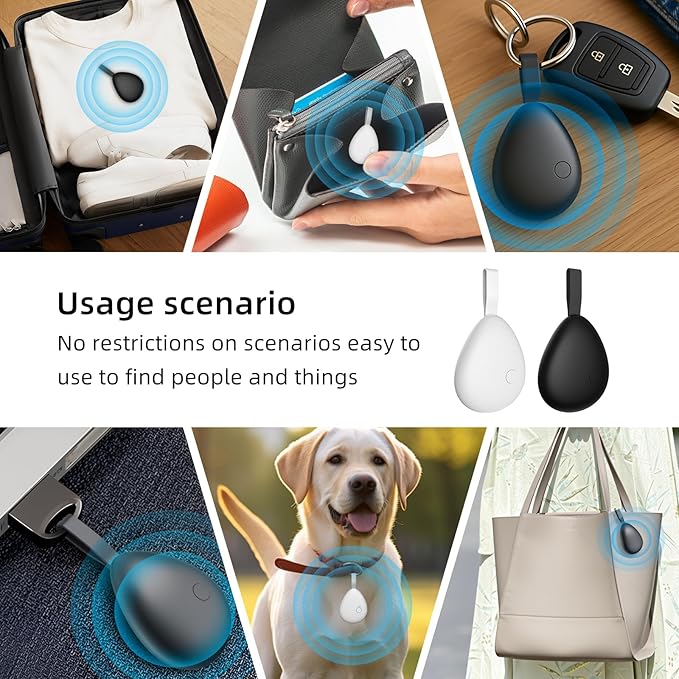 [Apple MFi Certified] Air Tracker Tags 4 Pack (iOS Only), Bluetooth Tracker for Apple Find My, Replaceable Battery, Key Finder and Item Locator Smart Tag for Keys, Bags, Luggage, Pets, Wallet
