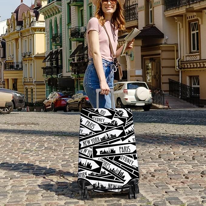 Travel Luggage Cover Suitcase Protector Fits 18-32 Inch Wheel Covers PatternedTravel Related Items Flower Luggage Protector Elastic L