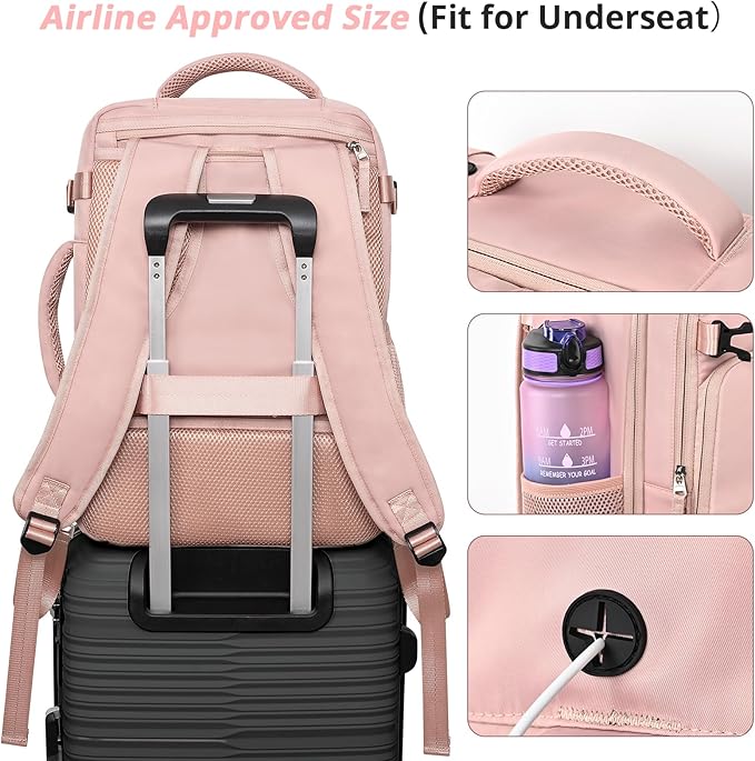 Travel Backpack for Women Men,Travel Laptop Backpack w/USB Charging Port, Waterproof Travel Backpack Carry On Flight Approved,Weekender Business Hiking Bag,Laptop Backpack 17 inch