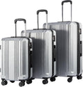 Coolife Luggage Expandable Suitcase PC+ABS 3 Piece Set with TSA Lock Spinner 20in24in28in