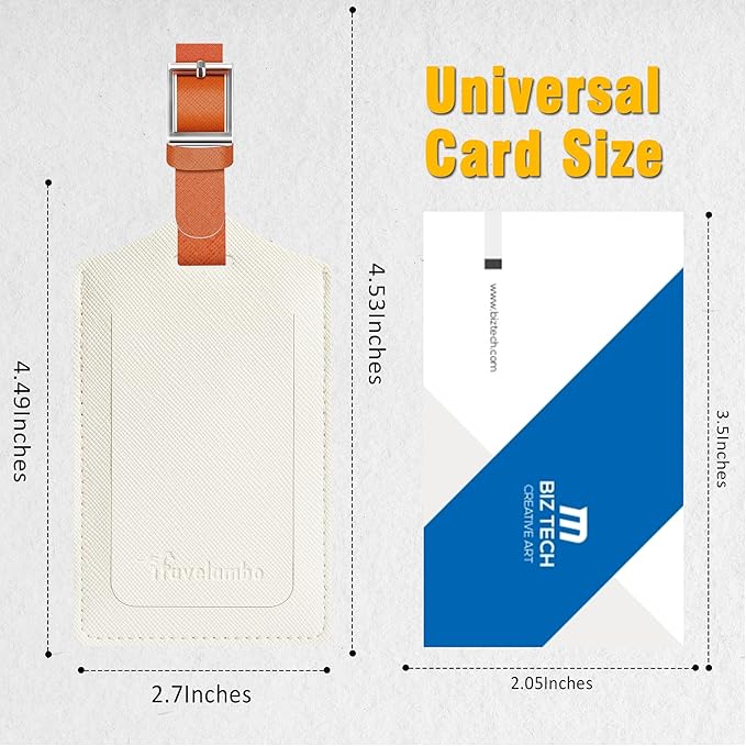 Travelambo Luggage Tags for Suitcases Faux Leather Privacy Protection 2 Pack Bag Tags Travel Accessories Essential, Cross White