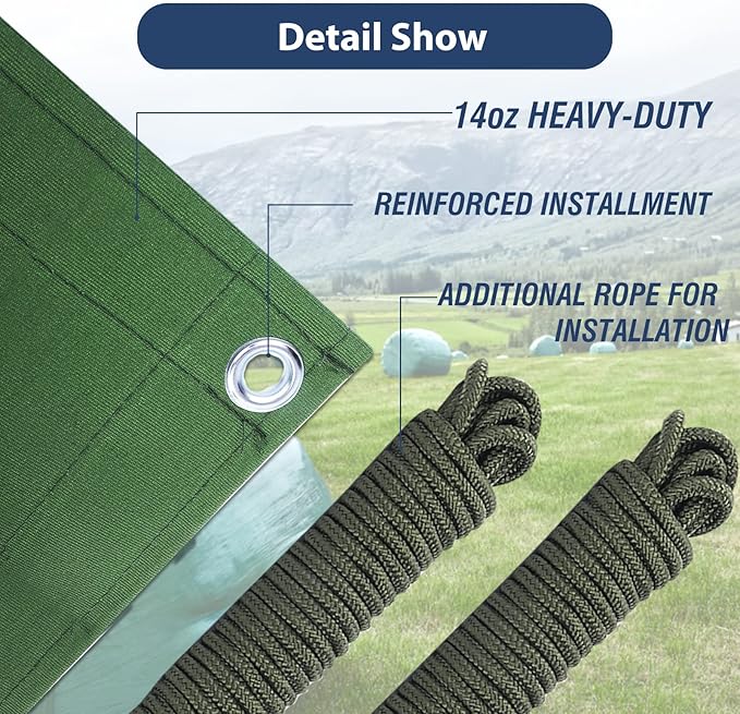 8’x10’ Canvas Tarps Heavy Duty Waterproof Tarpaulins with Aluminum Grommets,UV Resistant, 22Mil Multipurpose Drop cloth, 14oz Durable Cover Sheet for Outdoor and Indoor Use with Ropes.