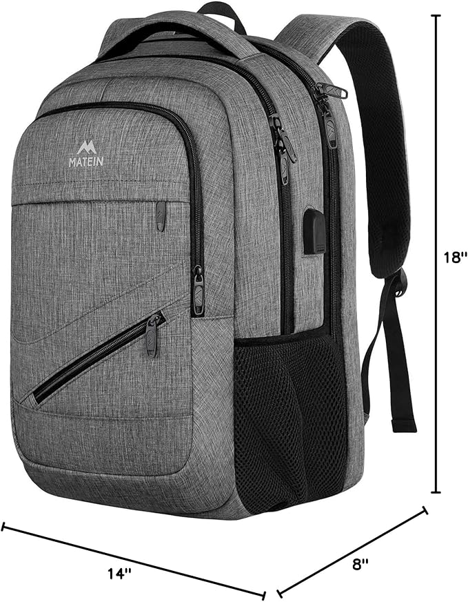 MATEIN 18 Inch Laptop Bookbag, 50 L Extra Large School Laptop Backpack with Luggage Strap and TSA Laptop Compartment for Men Women, Waterproof Carry On Computer Bag for Students Teachers, Grey