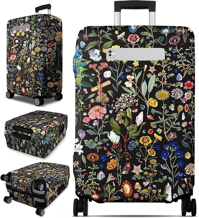Slohif Luggage Cover for Suitcase Tsa Approved Protector - Luggage Sleeve Large Suit Case Cover Travel Stretch Baggage Case Protective Washable Fit 28-30 Inch Flower L
