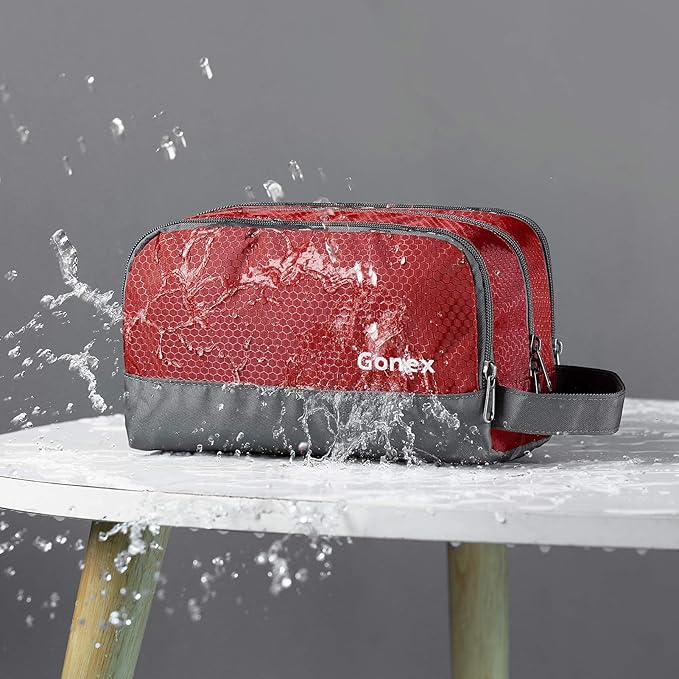 Gonex Travel Toiletry Bag Nylon, Dopp Kit Shaving Bag Toiletry Organizer Red
