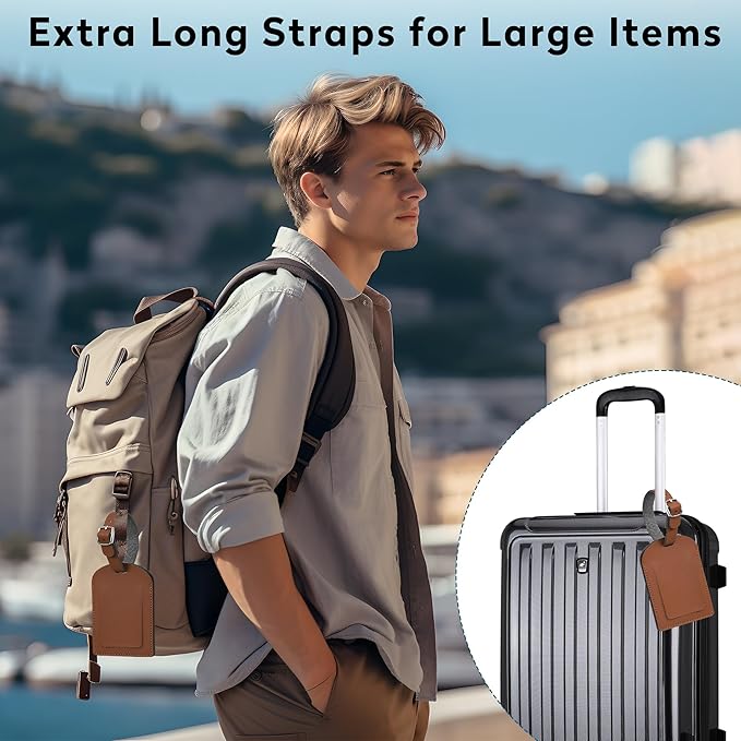 Luggage Tags for Suitcase Travel Bag Labels Privacy Protection Luggage Tag for Baggage PVC Baggage ID Label Tags Yellow+2 Pack Brown
