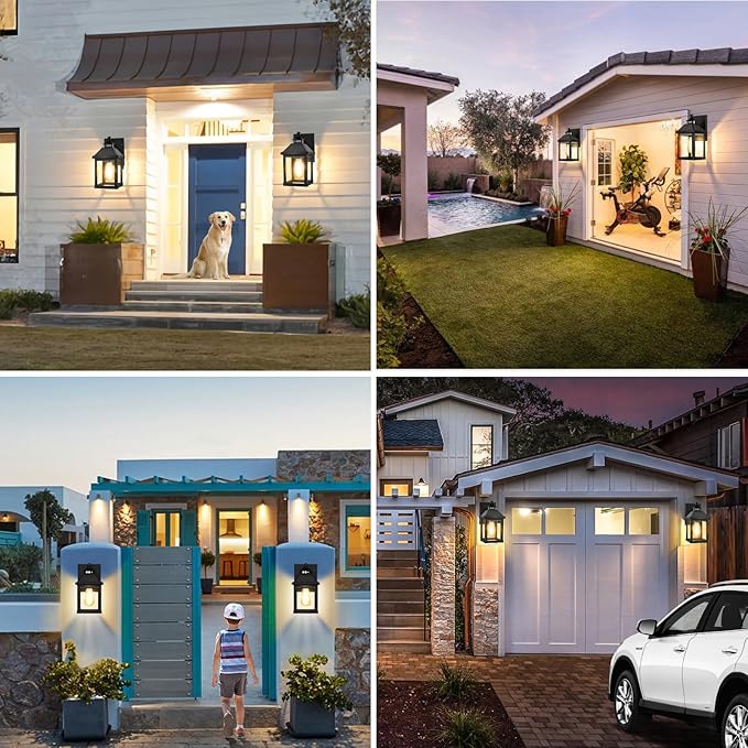 Solar Porch Lights Outdoor, Solar Sconce Lights Outdoor with Motion Sensor, Waterproof Wall Light with Clear Panel for Garage, Porch, Yard, Front Door,5.8 * 5.8 * 11.8in
