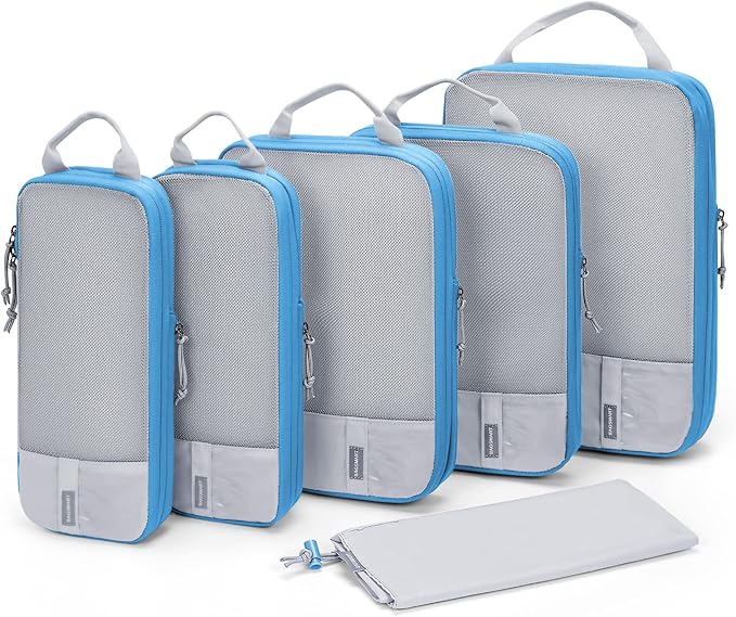 BAGSMART 6 Set Compression Packing Cubes - Lightweight Travel Essentials, Durable Luggage Organizer
