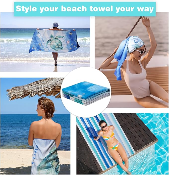 PY SUPER MODE 2 Pack Beach Towel - 75 x 35 inches Quick Dry Microfiber Beach Towels Oversized, Lightweight Soft and Absorbent Suitable for Swimming Pool Camping for Adults