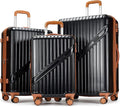 GinzaTravel Luggage Sets 3-Piece Expandable Suitcases with Wheels PC+ABS Durable Hardside Luggage sets TSA lock