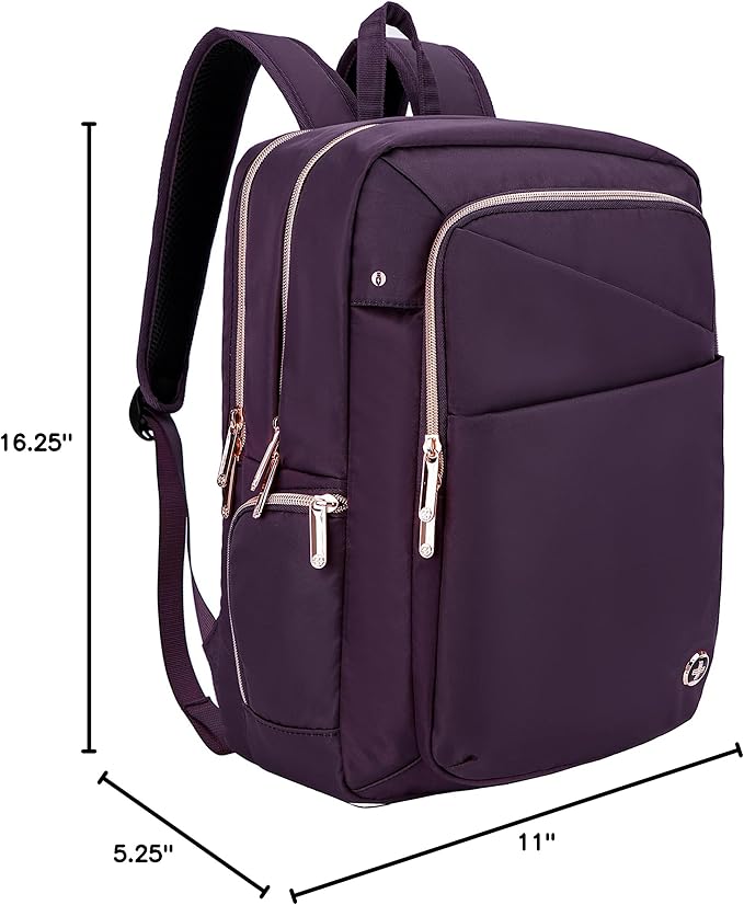 Swissdigital Design Business Laptop Backpack For Women, College Computer Backpack with USB Charging Port, Fits 15.6 Inch Laptop Travel Work Backpack, Purple | KATY ROSE