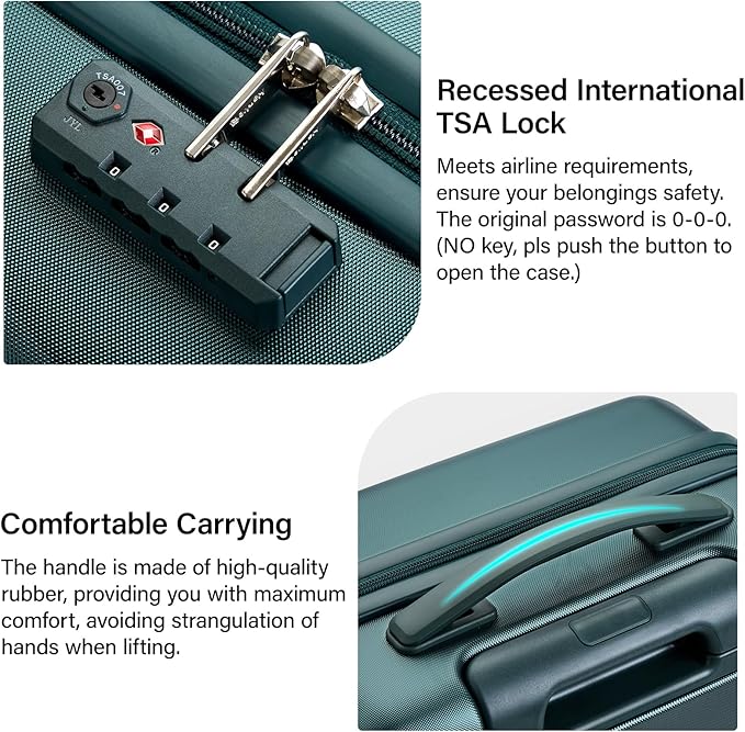 Hanke 28 Inch Luggage Large Suitcase with Spinner Wheels Tsa Luggage Suitcases Hard Case Luggage for Women Men Rolling Checked Suitcase (Blackish Green)