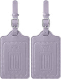 Teskyer Luggage Tags for Suitcases, TSA Approved with Privacy Protection Cover, Premium Faux Leather Bag Tags for Travel - 2 Pack, Purple