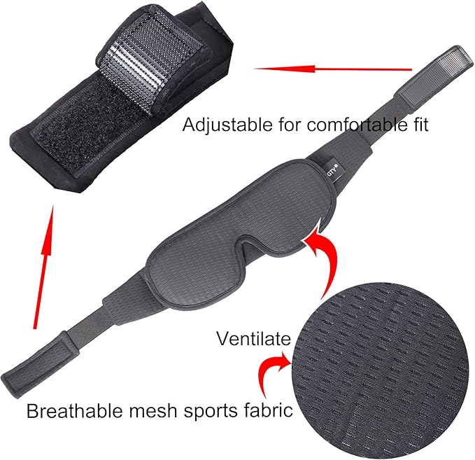 Sleep Mask for Men and Women 3D Contoured Eye Mask Patented Adjustable Light Blocking Night Mask for Sleeping (Black)
