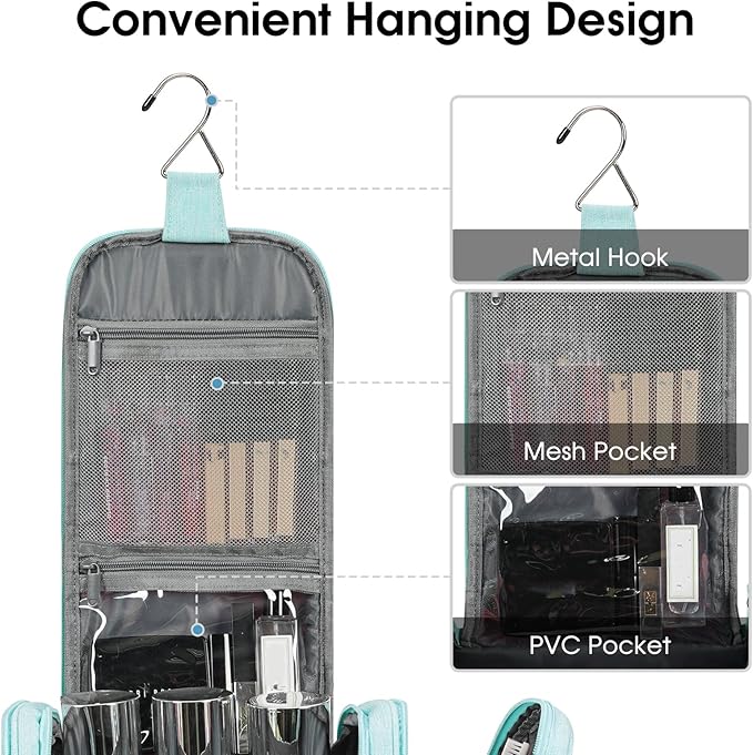 Narwey Hanging Toiletry Bag for Women Travel Makeup Bag Organizer Toiletries Bag for Cosmetics Essentials Accessories