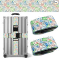 Luggage Straps for Suitcases TSA Approved, Luggage Identifiers for Suitcase, Adjustable Suitcase Strap for Baggage Security with Cute Patten, Travel Necessary Accessories (Travel Stamps)