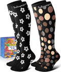 Thick Soft Cotton Compression Socks for Women Men 15-20mmHg Knee High Breathable Cotton Socks for All Day Comfort