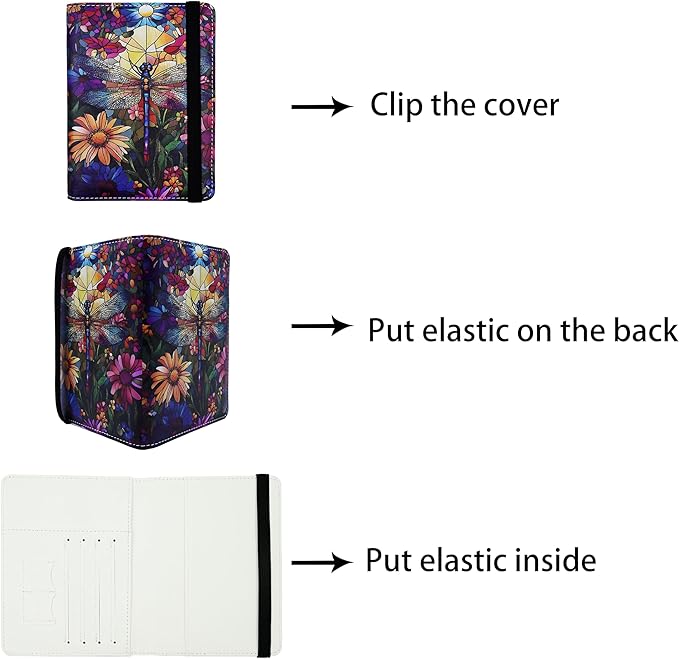 Passport Holder for Women and Men PU Leather Passport Cover for Travel (Dragonfly)