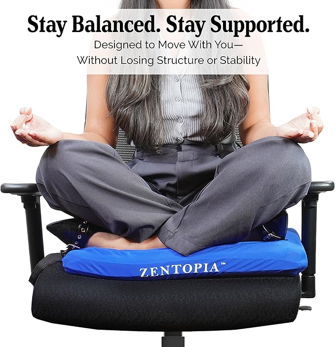 Gel and Memory Foam Seat Cushion – Office – Ergonomic Cushion Pad for Tailbone Pain - Desk Chair Car Seat Cushion Driving - Sciatica & Back Pain Relief (Blue)