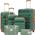 LONG VACATION 6 Piece ABS+PC Hardshell Luggage Set with Spinner Wheels, Lightweight suitcase set with TSA Lock & YKK Zipper