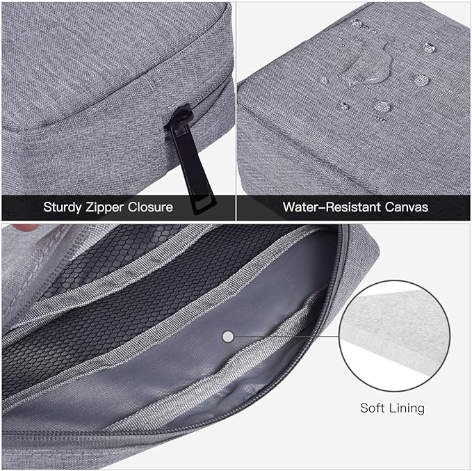 Portable Electronics Accessories Storage Bag, 2PCS Big + Small Carrying Case Travel Cable Organizer Cosmetic Bag Pouch Compatible Hard Drive, Power Bank, Mouse, Laptop Charger, Cellphone, Gray