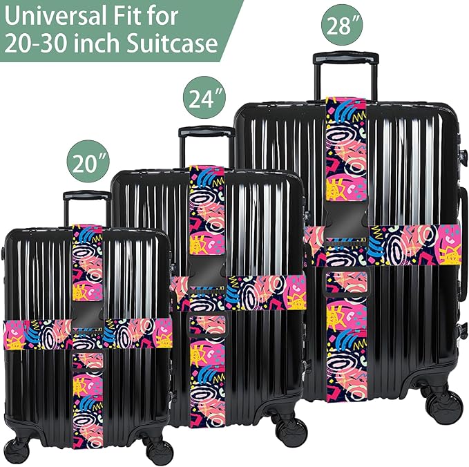 Universe Luggage Straps for Suitcases, Adjustable Luggage Travel Belt to Keep Luggage Security While Travel, Strong Polyester Fabric, Easy-to-Recognize Stylish Design Travel Accessories, 2 Pack