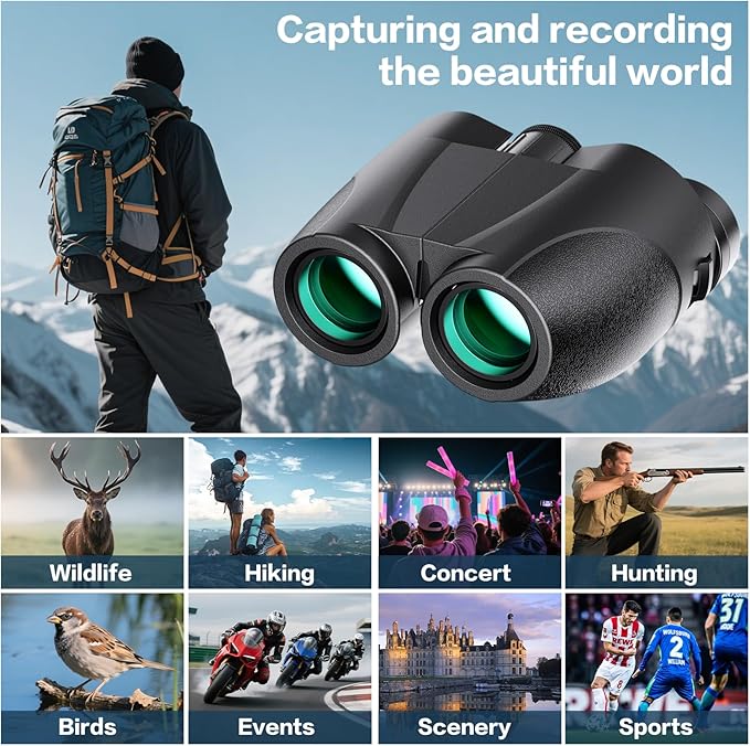 20x25 Compact Binoculars for Adults and Kids, High Power Adults Binoculars with Low Light Vision for Bird Watching, Outdoor Hunting, Travel, Concert