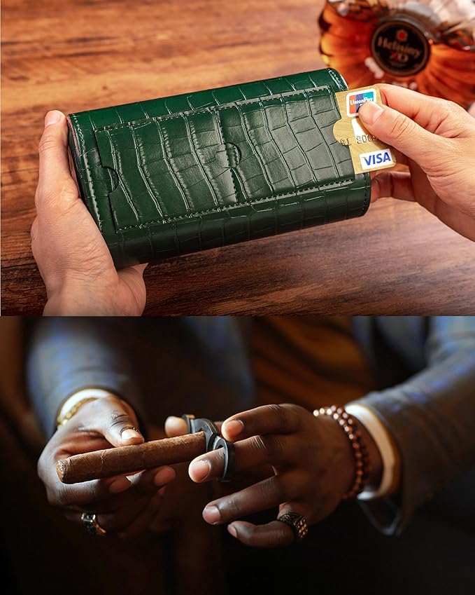 MR.OKAY 2 Watch Travel Case-Classic Leather Watch Case With Superb Texture.(Portable Watch Roll Or Organizer For Storage And Display).Festival Gift For Men, All Handcrafted By Artisans.