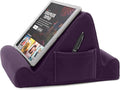 Brookstone, Memory Foam Lap Desk Tablet Holder, Holds Phones, iPads, E-Book Readers, 2 Viewing Angles, 2 Side Pockets for Accessories, Book Holder Cushion, Perfect Home, Car Travel Flights, Purple