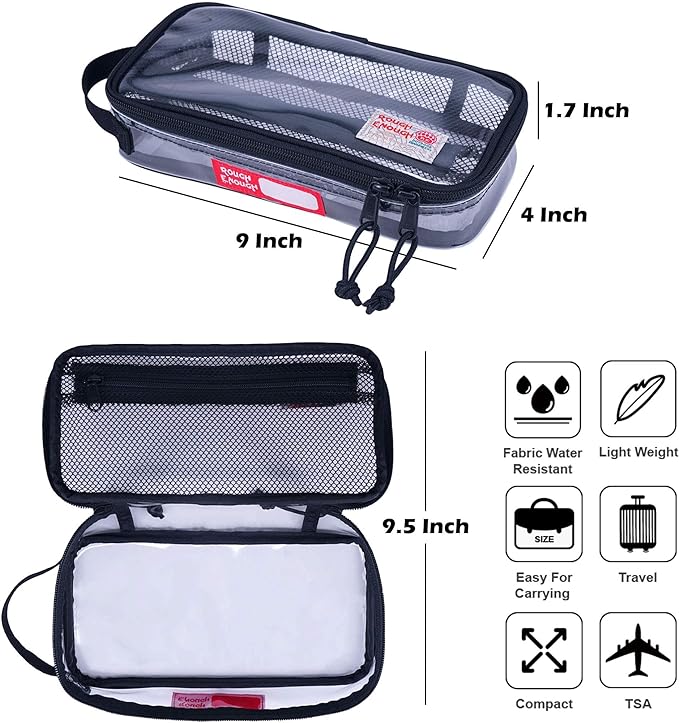 Rough Enough Clear Travel TSA Approved Toiletry Bag Small Toothbrush Case Shaving Kit Organizer Pouch for Women Men