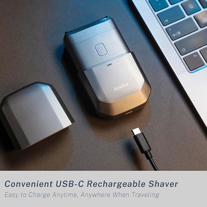 Electric Razors for Men Face - Compact Travel Electric Foil Shavers for Mens Bald Head - Small Portable Face and Head Shavers IPX7 Waterproof Wet and Dry, Dual-Action Blades and USB-C Rechargeable