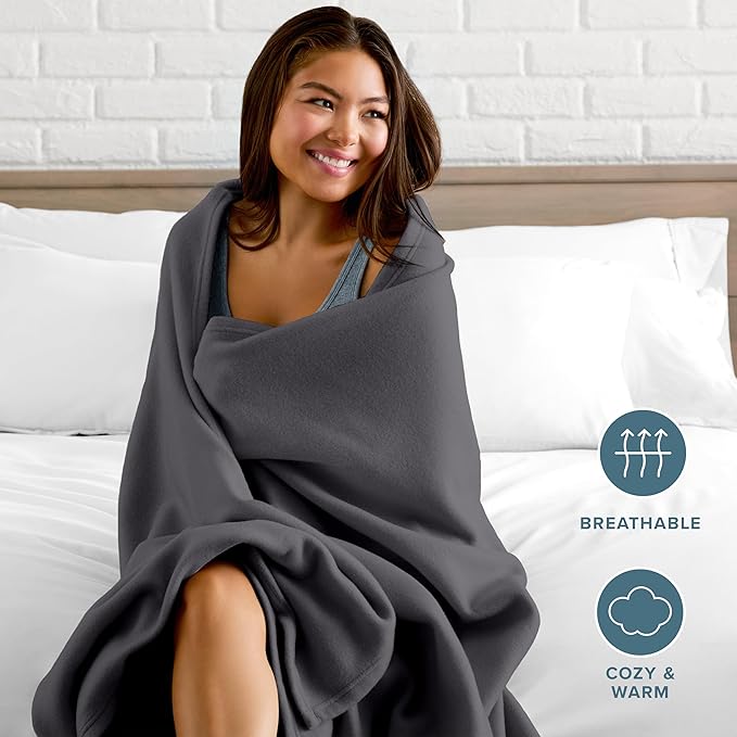 Bare Home Polar Fleece Blanket - King - Warm & Cozy - Premium Fleece - Throw for Bed, Sofa, Camping, Travel and Cold Nights - Lightweight Blanket (King, Forged Iron Grey)
