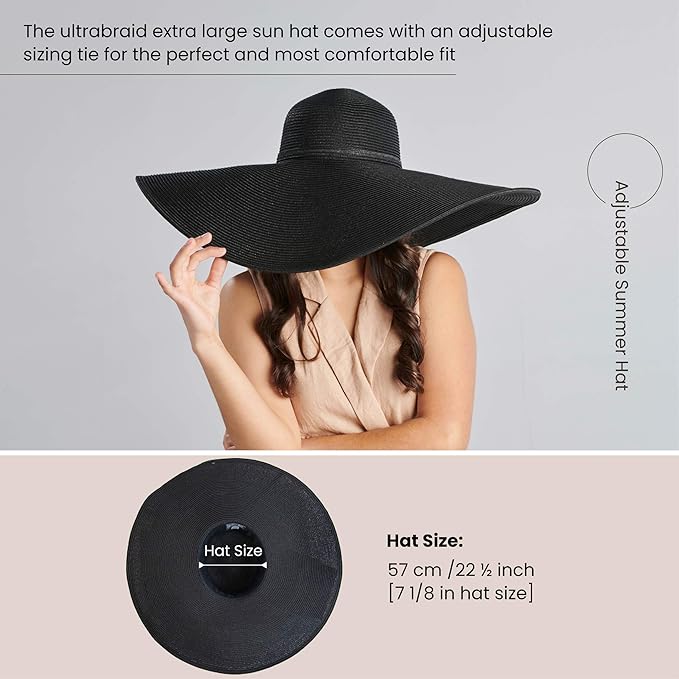 San Diego Hat Company Women's Ultrabraid X-Large Brim Hat, Adjustable Sun Hat with UPF 50+