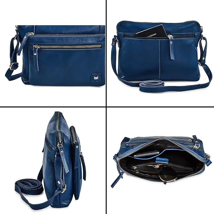 Wise Owl Accessories Small Soft Pebbled Real Leather Crossbody Handbags Purses Sling Crossover Shoulder Bag