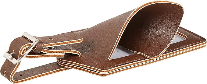 Travelambo Luggage Tags for Suitcases PU Leather Travel Tags Bag Tags Privacy Protection Travel Essentials