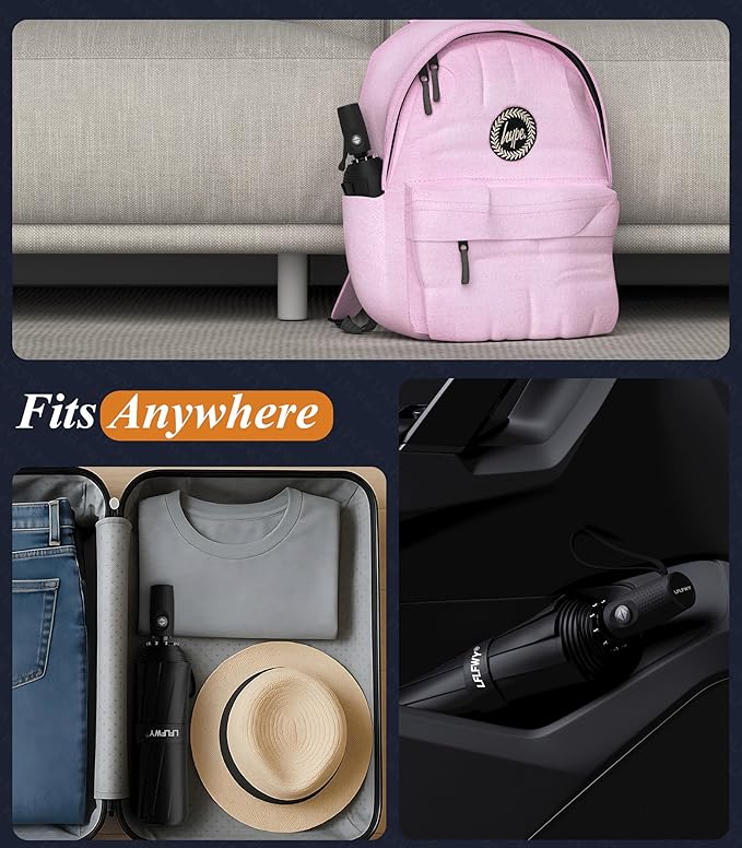 Windproof Travel Umbrella Compact, Automatic Open Close Umbrellas for Rain,Fiberglass Frame, Vented Triple Layer