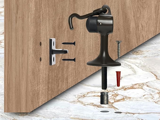 QCAA Solid Brass Door Stop, 3-15/16" Height, US10B ORB(Oil-Rubbed Bronze), Made in Taiwan, 1 Pack