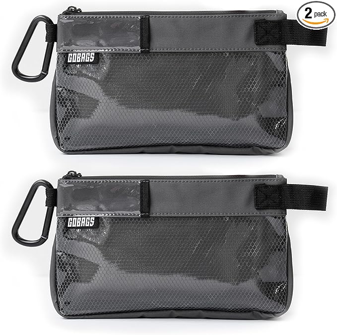 GOBAGS Production Zipper Bags - Electronics & Camera Accessories Bag - Cable organizer, Gear Accessory Pouch, Travel Camera Essentials (Small, Gray, 2 pack)