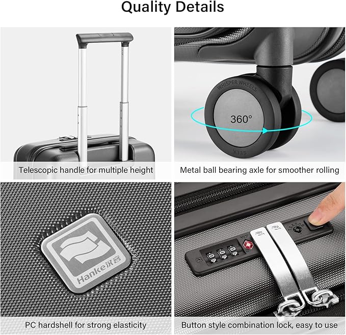 Hanke Hardside Expandable Checked Luggage, 24 Inch Top Opening Trunk Luggages with Spinner Wheels, All-PC Hard Shell Suitcase, Lightweight TSA Checked-Medium(Graphite Grey, 83L)