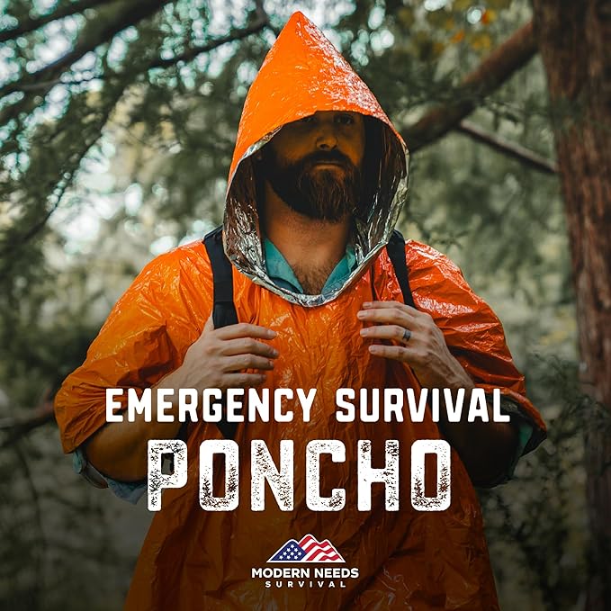 Emergency Survival Jacket – Disposable Rain Ponchos for Adults with Hood | Waterproof Ponchos for Women & Men | Compact Emergency Poncho for Travel, Outdoor Use, Camping & Survival Kits