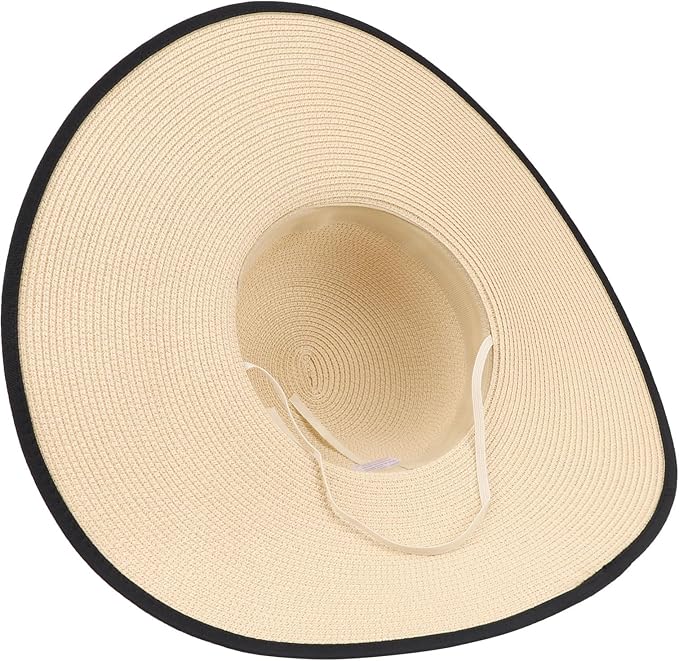 DRESHOW Beach Hats for Women Big Straw Wide Brim Summer Hat Floppy Foldable Roll up Cap Sun Hat UPF 50+