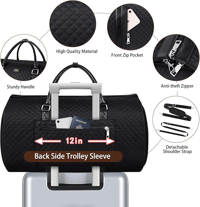 Convertible Garment Duffel Bag for Travel - Carry On Garment Bags With Toiletry Bag Large Weekender Bag for Men Women 2 in 1 Hanging Suitcase Suit Travel Duffel Overnight Bags 4pcs Set