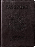 TIGARI Passport Holder for Travel Women Men, PU Leather Passport Wallet Cover Case Sleeve, Waterproof Protected Document Organizer, Family Vacation Plane Cruise Travel Essentials-Black brown