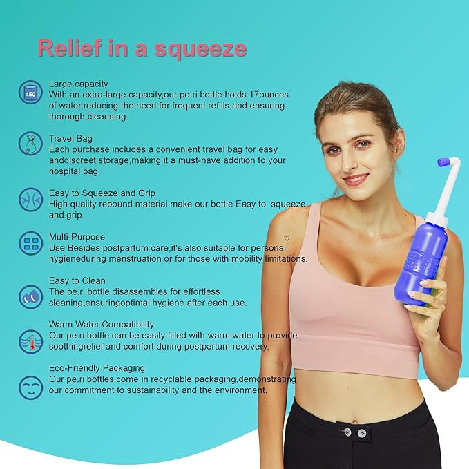 2pcs Portable Bidet Travel Bidet Bottle 450ml Peri Bottle for Postpartum Essentials Perineal Recovery, Feminine Care ,Hemmoroid Treatment,Baby, Women or Bedridden Patient