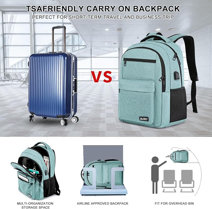School Backpack for Teen Girls & College Students - 15.6 Inch Laptop Backpack with USB Charging Port, Ergonomic Anti-Theft Design for University, High School, Work, Teal