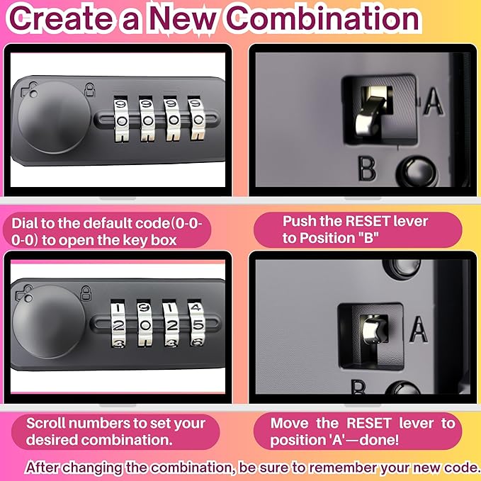 Portable Security Lock Box with Combination Lock, Waterproof Mini Safe Box with Cable, Travel Storage Case for Hotel, Car, Office
