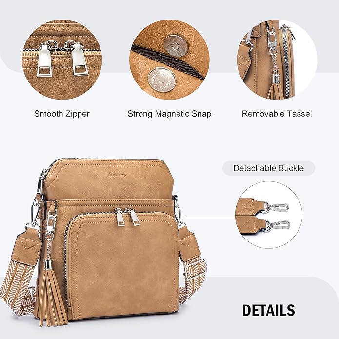 Crossbody Purse for Women,Lightweight Medium Crossbody Bag Soft Leather Women's Shoulder Handbags with Tassel