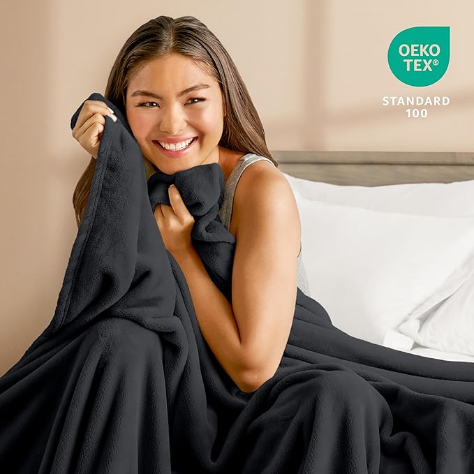 Bare Home Fleece Blanket - Twin/Twin Extra Long - Ultra-Soft Lightweight for Bed, Sofa, and Couch - Luxury Microplush - Cozy Warm Blanket (Twin/Twin XL, Black)